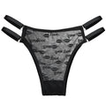 Love Letter Print Women Briefs Mesh Transparent Ring Buckle Adjustable Hollow-out Underwear Low-waist Panties String Lingerie