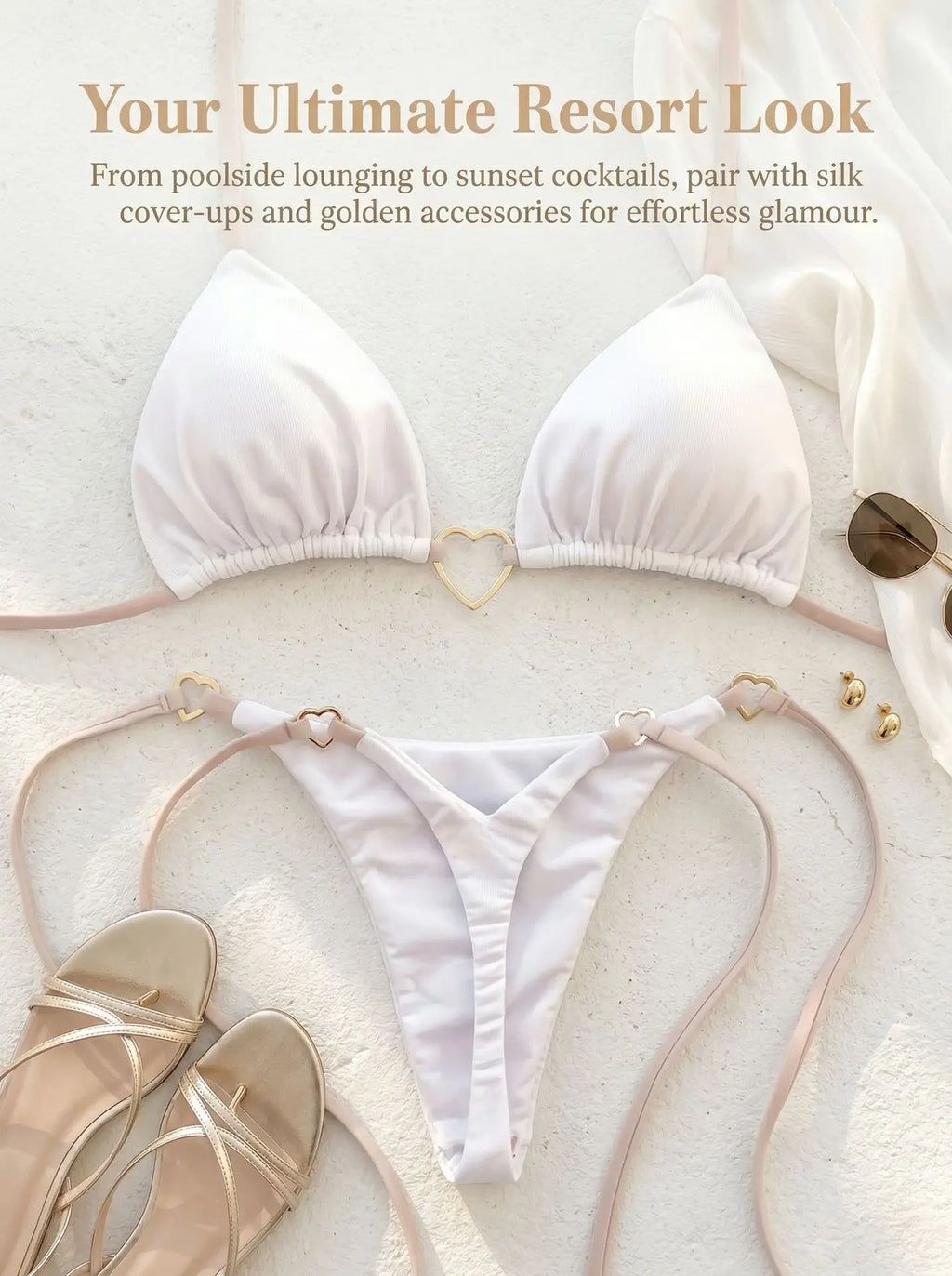 Metal Heart-shaped Halter Brazilian Bikini Female Swimsuit Women Thong Swimwear Two-pieces Bikini Set Bather Bathing Suit Swim