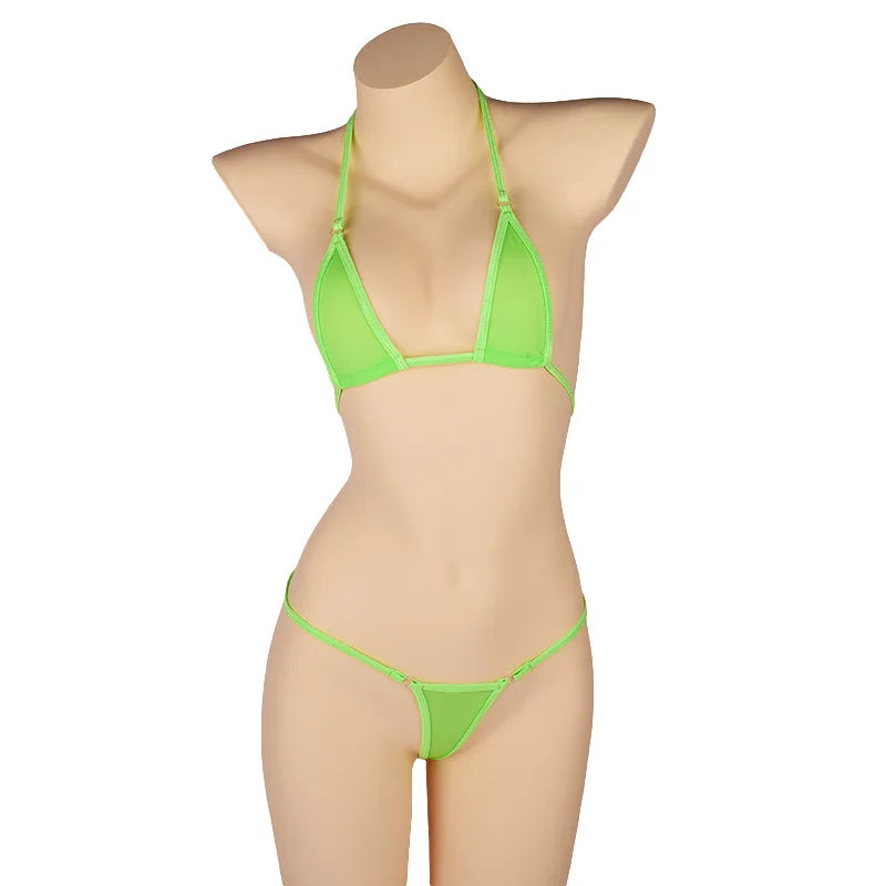 DEKA Solid Women Transparent Mini Micro Bikini Set Bandage Thong Underwear G-String Bra Swimsuit Brazilian Swimwear Sleepwear
