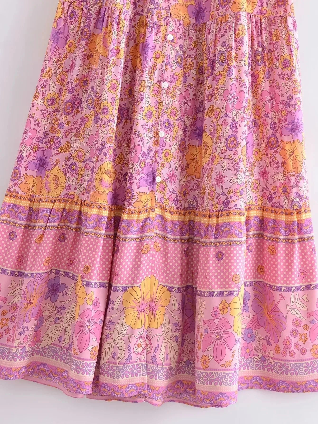 Foridol Single Breasted Bohemian Holiday Summer Women Dress Belt Casual Loose Maxi Floral Dress Short Sleeve Long Viscose Dress