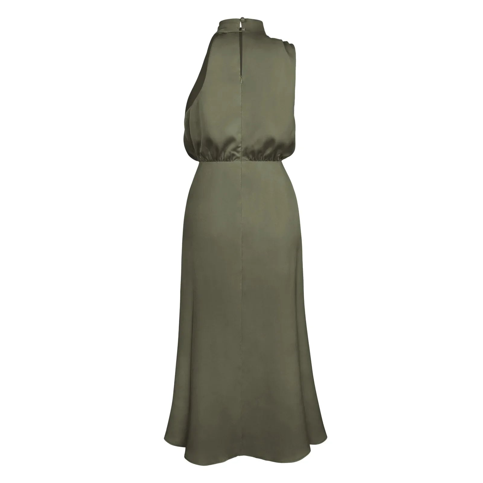Foridol One Shoulder Turtleneck Tank Satin Women Party Dress Robe Zip Sleeveless Elegant Vintage Folds Women Clothing 2025