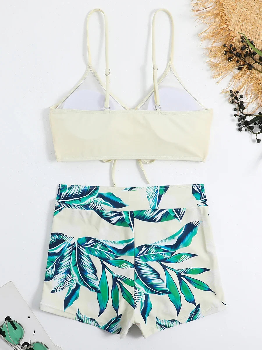 Drawstring Front Shorts Bikinis 2026 High Waist Swimsuit Women Swimwear Female Bathers Bathing Swimming Swim Suit Beachwear