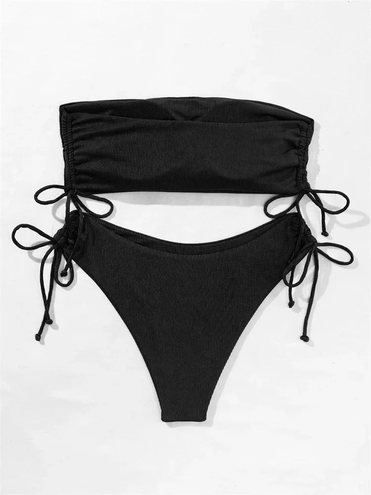 Sexy Bandeau Bikinis 2025 Women Brazilian Swimwear Female Swimsuit Two Pieces Bikini Set Bather Bathing Suits Girls Beach Wear