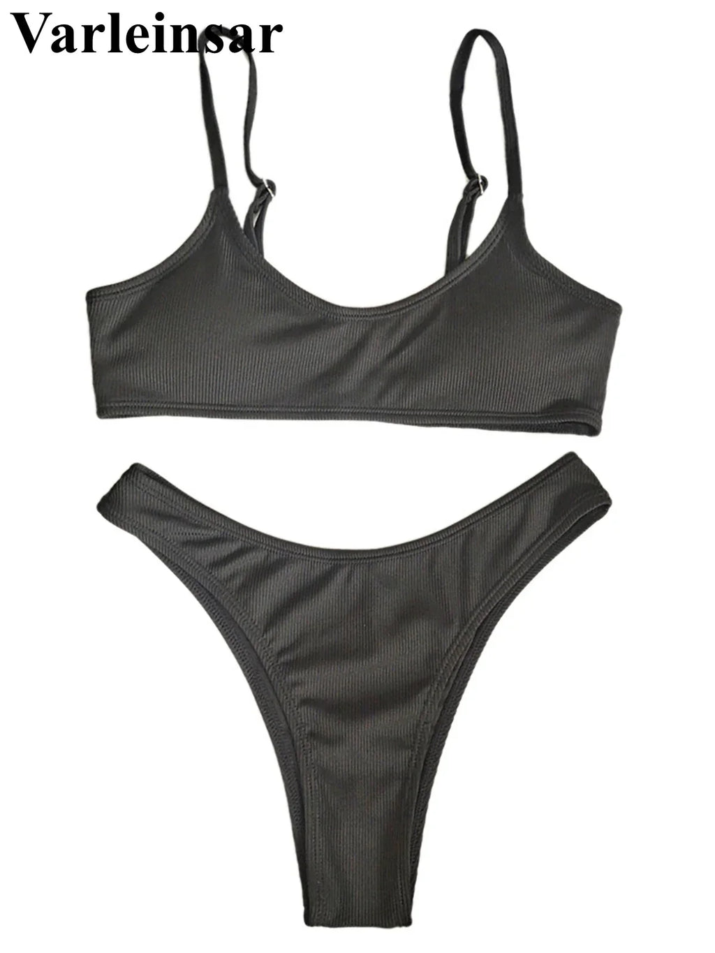 Ribbed High Leg Cut Bikini Female Swimsuit Women Swimwear Two-Pieces Bikini Set Brazilian Padded Bather Bathing Suit Swim V7126