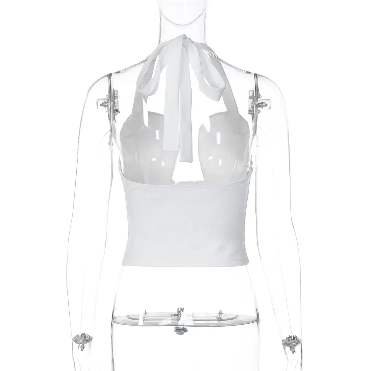 FDYOUI Sexy Hollow Out Corset Tops for Women Halter Backless Bandage Skinny Camisoles Lady White Black Cropped T-shirt Clubwear
