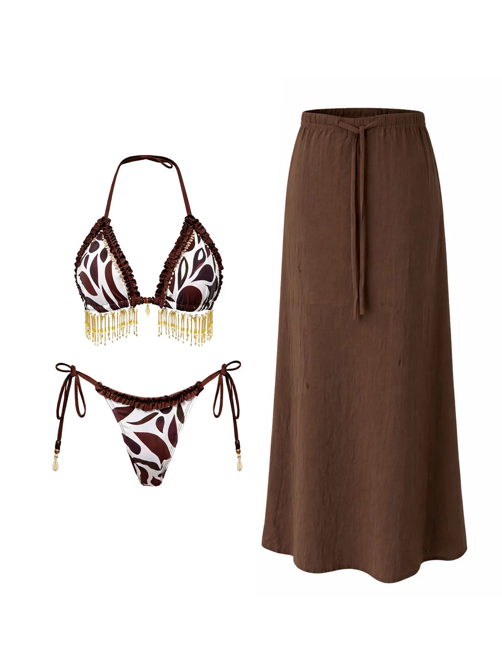 2026 Sexy Bikini Set Boho Tribal Print with Tassel Details Perfect for Pool Parties Summer Getaways Poolside Glamour