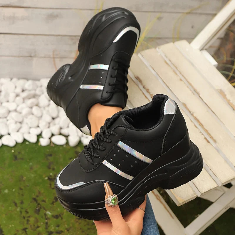 Chunky Platform Sports Sneakers Women Fashion Lace Up Thick Bottom Vulcanized Shoes Woman Plus Size 42 Non Slip Sport Shoes