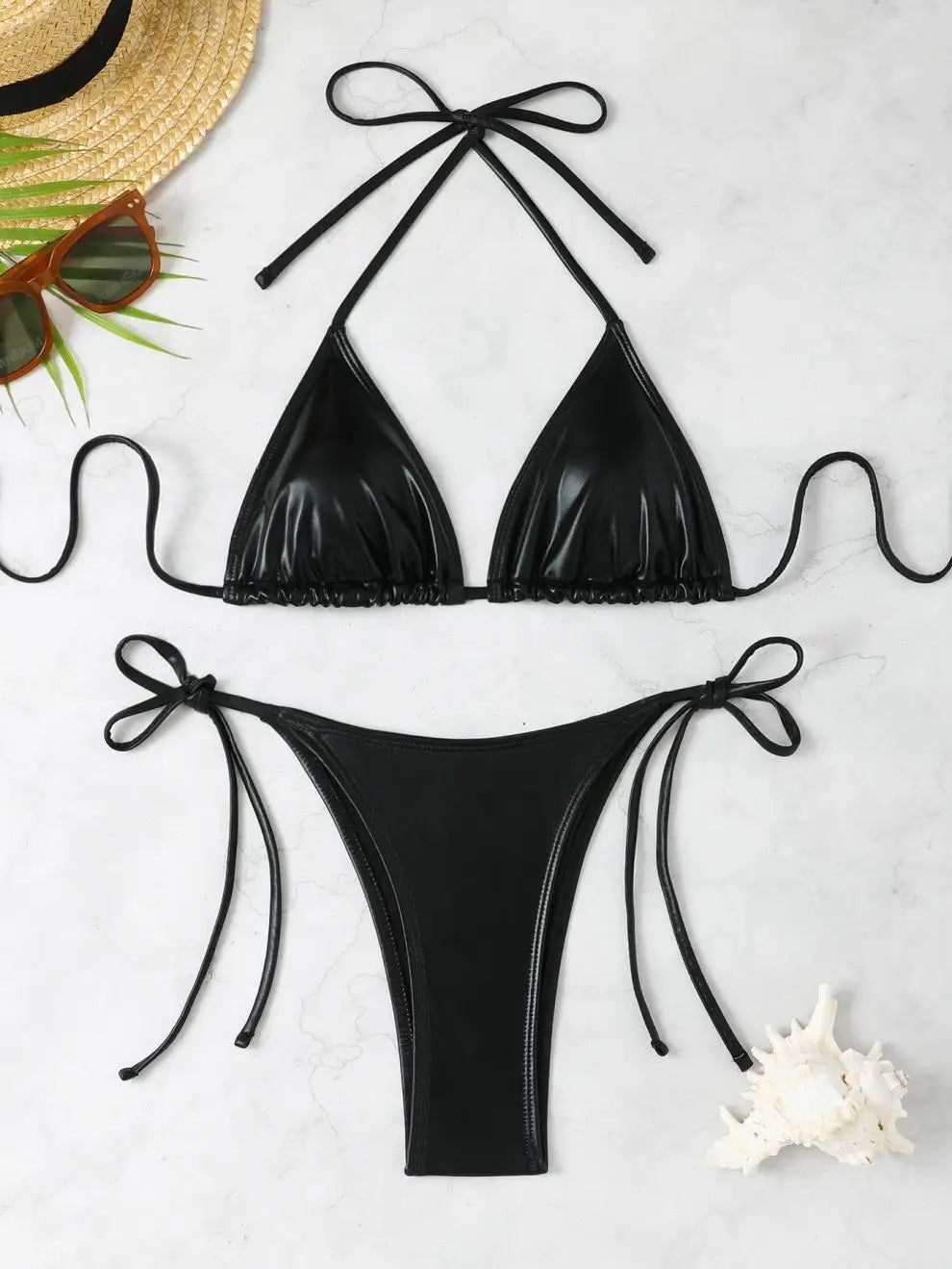 Sexy Shiny Silver Bikini Set Women Push Up Micro Swimsuit 2025 Brazilian Beach Bathing Suit Tie Side Thong Swimwear Biquini