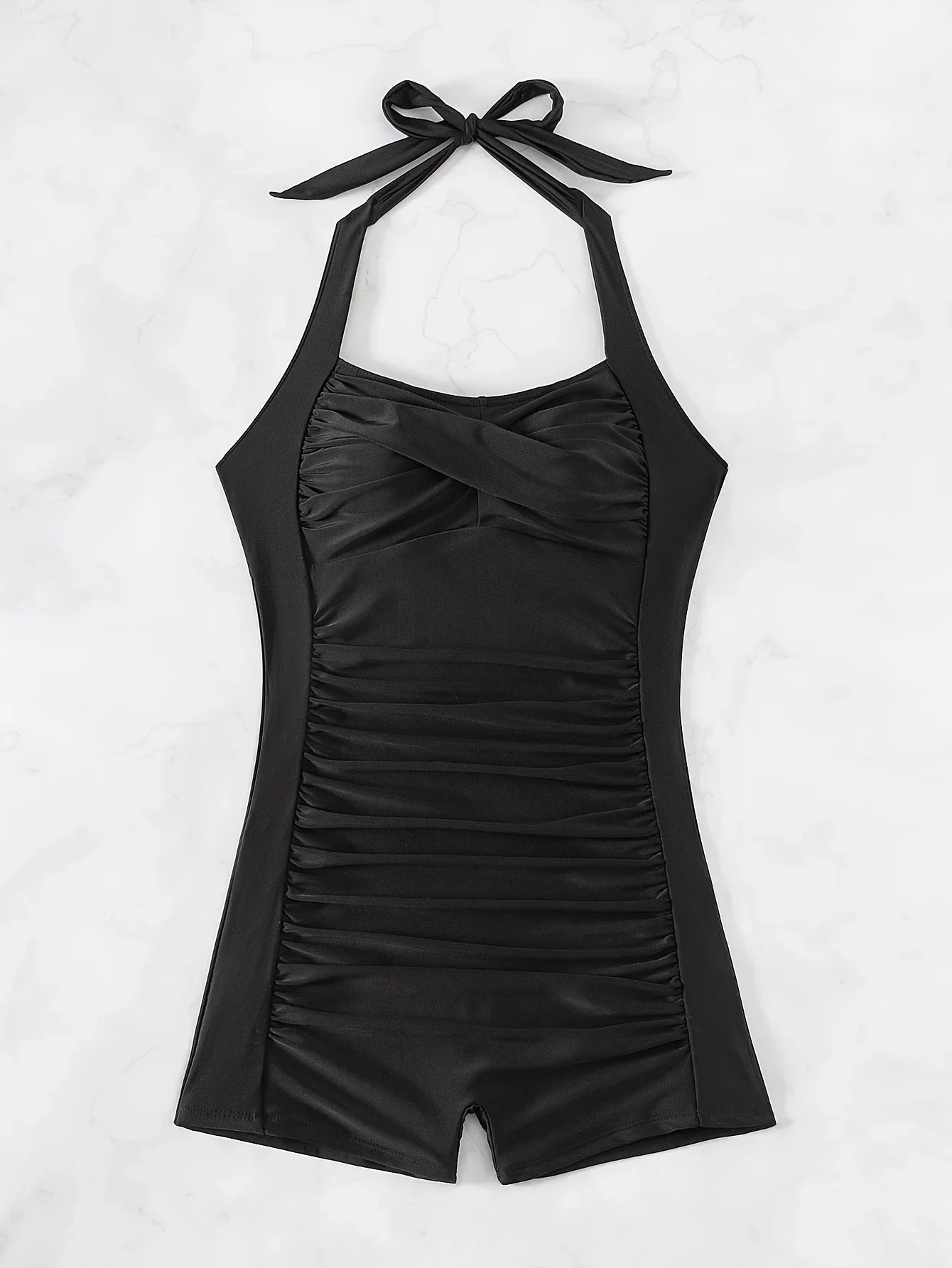 ZTVitality Solid Color Ruched One Piece Swimsuit 2024 New Arrival Halter Tummy Control Women Summer Bathing Suits Sexy Brazilian