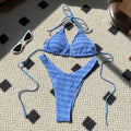 Sexy Knitted Hollow Handmade Crochet Bikini Set Women Pink Bandage Criss Cross Micro Swimsuit Bathng Suit Thong Swimwear
