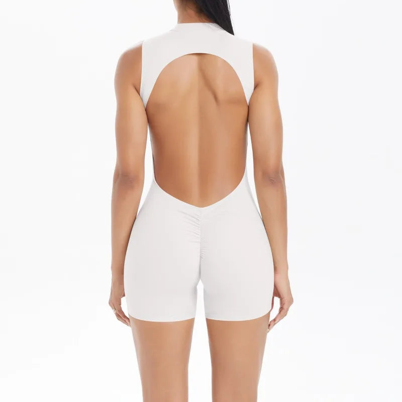 Women's Seamless Yoga Jumpsuit New Beautiful Back & Pleats Hip Lifting Short Jumpsuit Sports Running Fitness Jumpsuit Yoga Suit