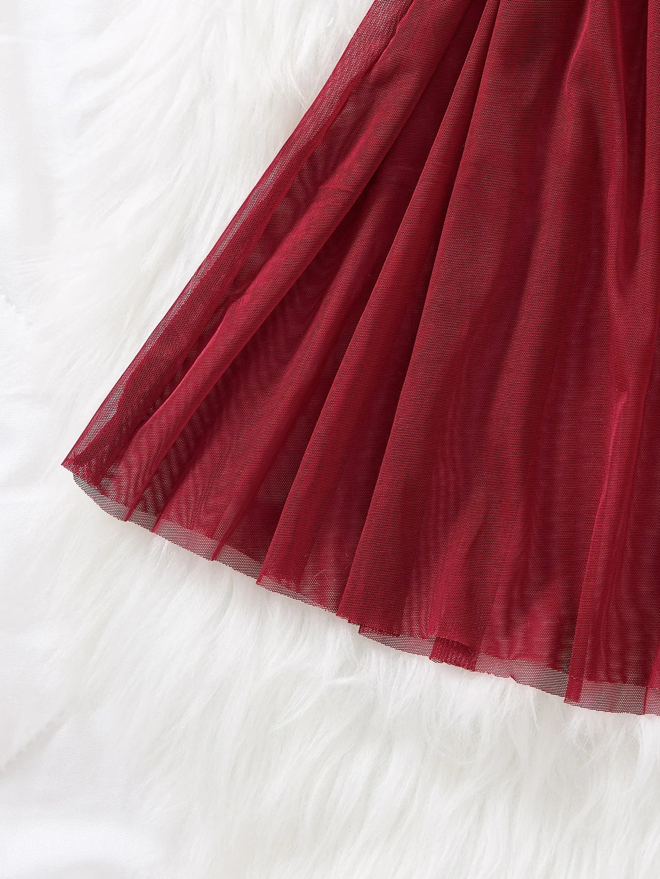 Red wine rose embroidered lace nightgown set - Retro style deep V mesh sheer camisole thong set ZA825133