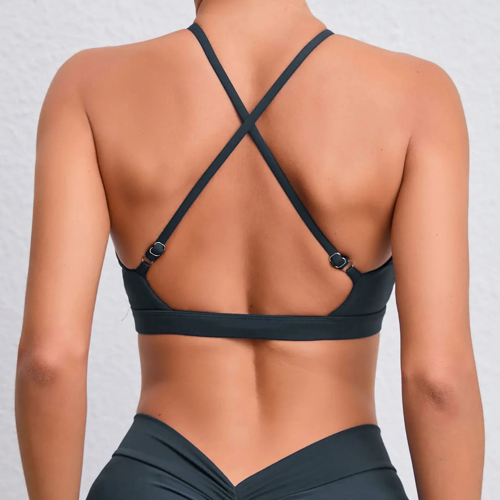 Hearuisavy Summer Gym Top Women Training Yoga Clothes Stretch Sports Underwear Fitness Workout Cross Yoga Bra Sexy Sports Bra