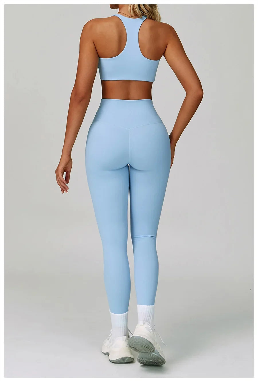 New Sportswear Seamless Yoga Set Gym Clothes Sportswear Long sleeved jacket Women Fitness Set Tracksuits Sports Bra Gym Leggings
