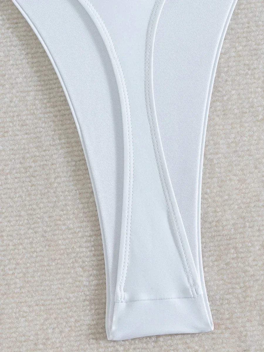 Deep V Neck High Leg Cut One Piece Swimsuit Women Thong Swimwear Female Bather Monokini Backless Bathing Suit Swim Beachwear