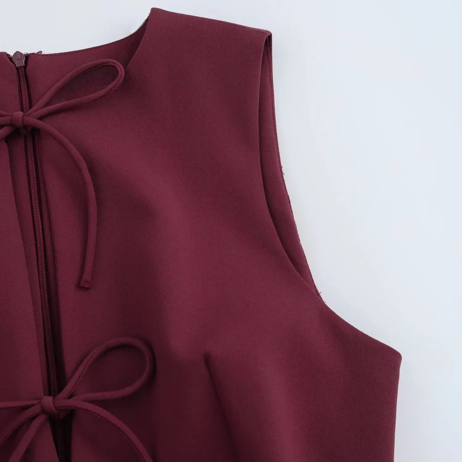 Foridol Bowknot Pleated Short Dress for Women O Neck Sleeveless Tank Mini Party Dresses Summer Spring 2025 New in Casual Vestido