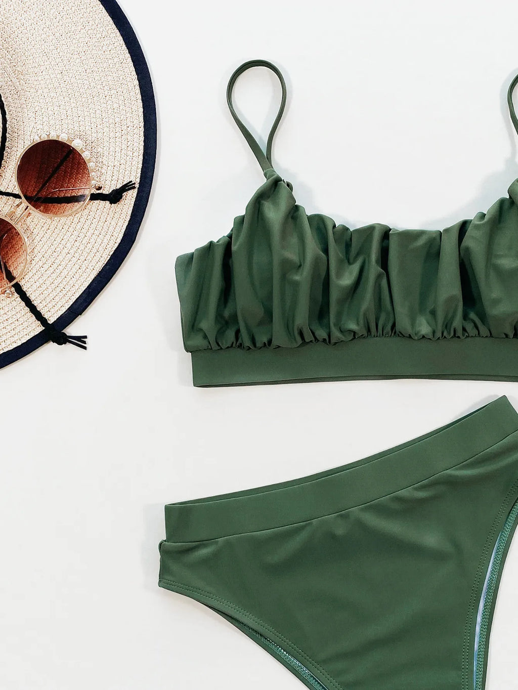 Bikini 2026 Sexy Solid High Waist Pleated Swimwear Swimsuit Women Bikinis Set Bathing Suit Beach Bikini Female Push Up Banadores
