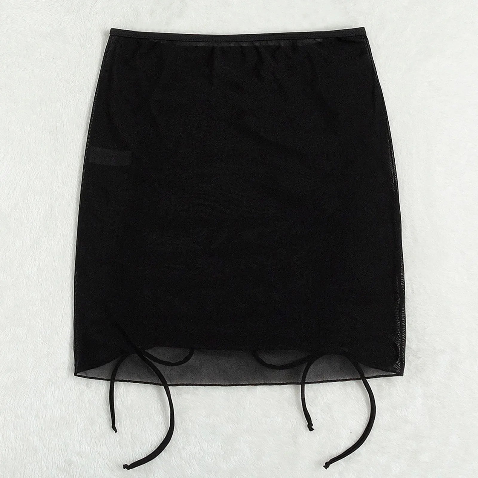 Mesh Sheer Beach Cover Up Skirt Women Ruffle Ruched Swim Skirt With Drawstring Bathing Suit Bikini Beach Dress Sarong Beachwear