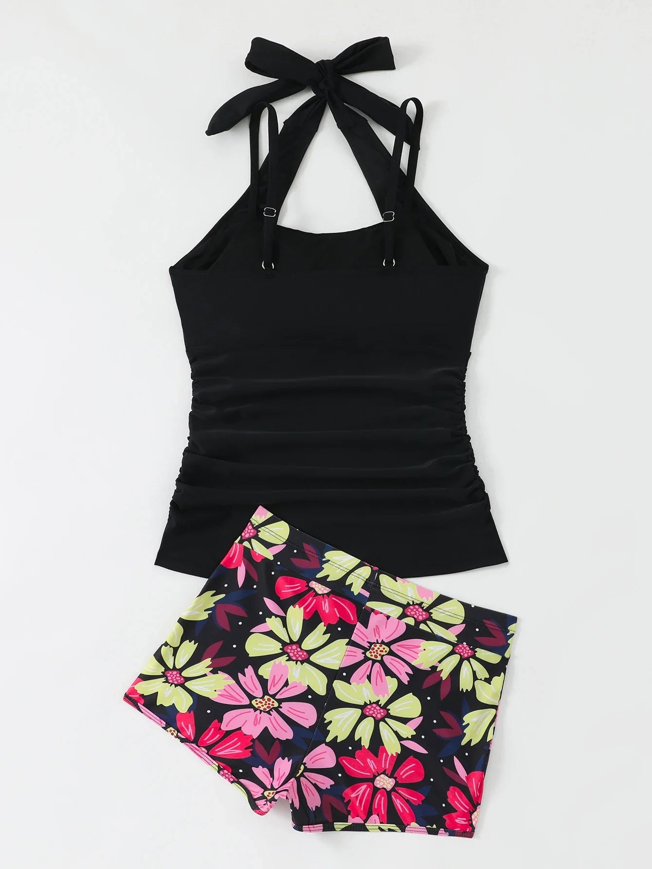 2026 Printed Floral Tankini Swimsuit Women 2 Pieces Halter Swimwear Female Bathers Bathing Swimming Swim Suit Beachwear XL