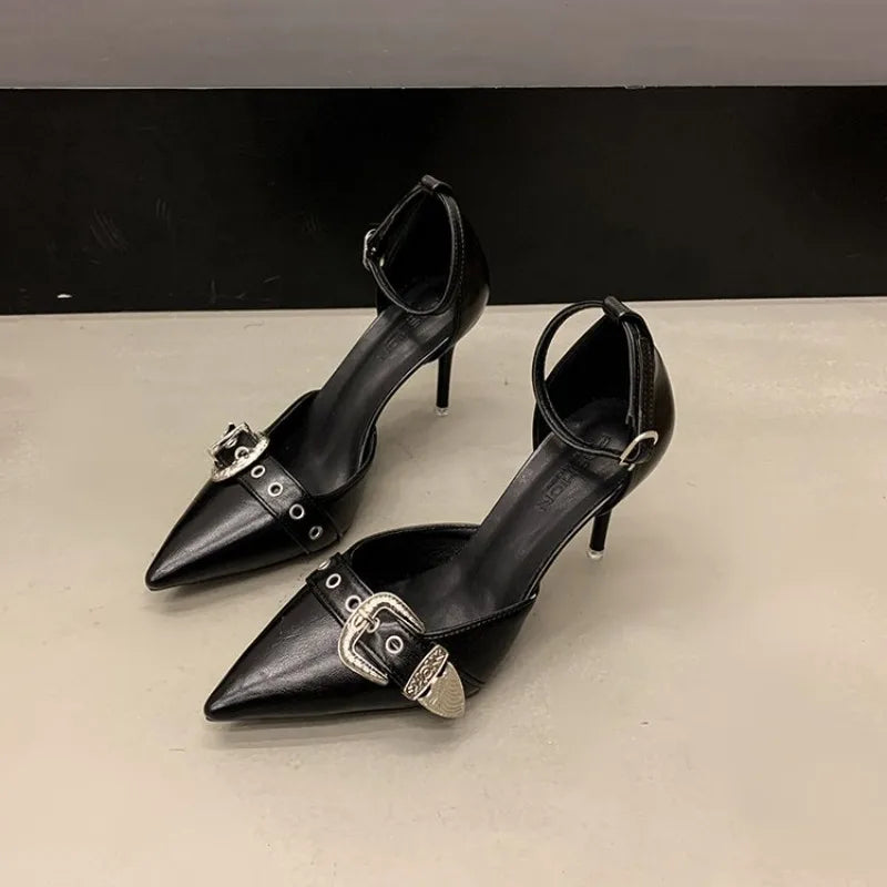 Pointed Toe Pumps Women  Shoes Fashion Luxuy Footwear Female Ankle Strap Shoes Ladies High Heels Sandals 2025