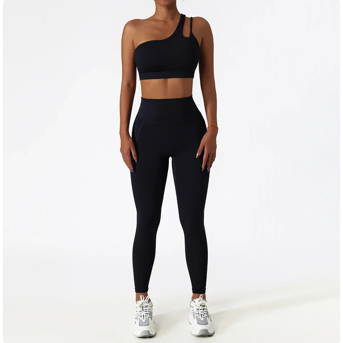Comfort Single Strap Yoga Bra Chest Pad Running Sports Bra Gym Top Women Stretch Pull Up Underwear Women Vest Fitness Tank Top