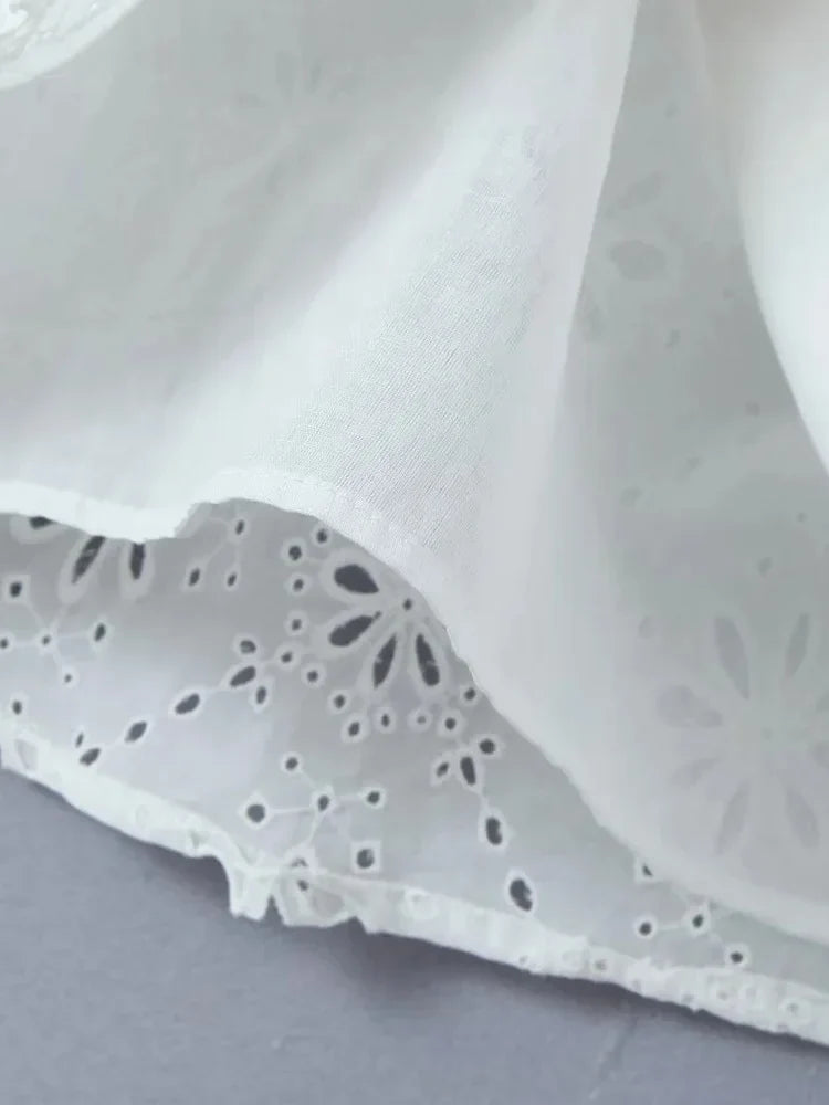 Foridol White Lace Cotton Dress V Neck Off Shoulder Sexy Beach Short Dress Summer Women Buttons Cut Out Mini Beach Sundress 2025