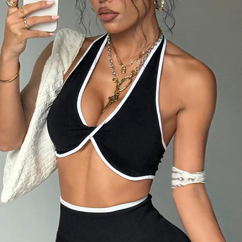 Shockproof Breathable Sports Bra Halter Neck Vest with Chest Pad for Gym Running Yoga Pilates Training Fitness Back Beauty