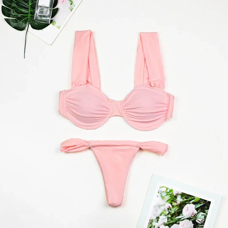 3 Pieces Women's Sexy Bikini Set 2025 New Swimwear Long Dress Cover up Female Beachwear Bathing Suit Summer Swimming Outfit