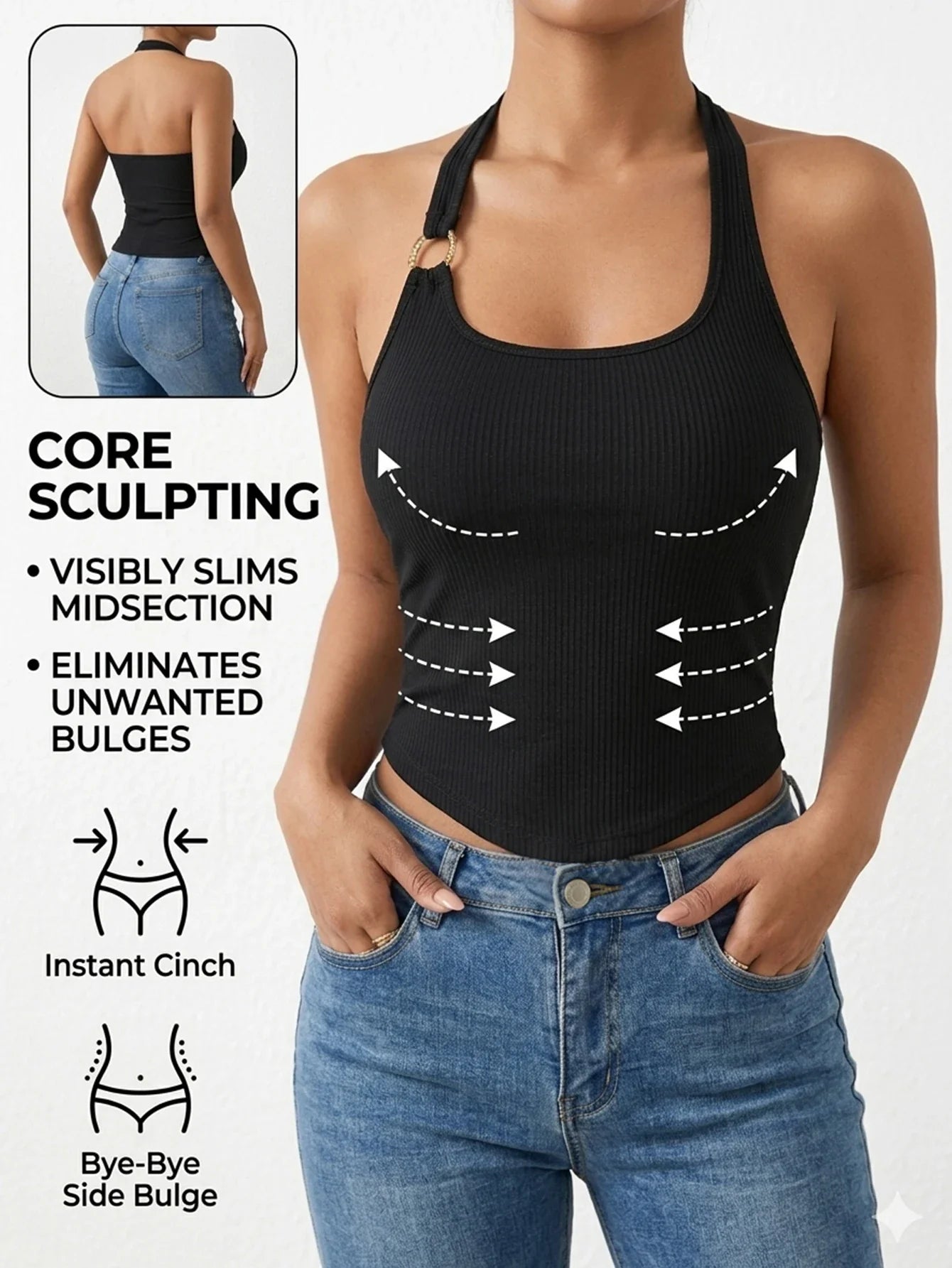 Summer Women's Halter Neck Tank Top Sleeveless Padded Crop Top Casual Vest Slim Fit Camisole for Daily Wear