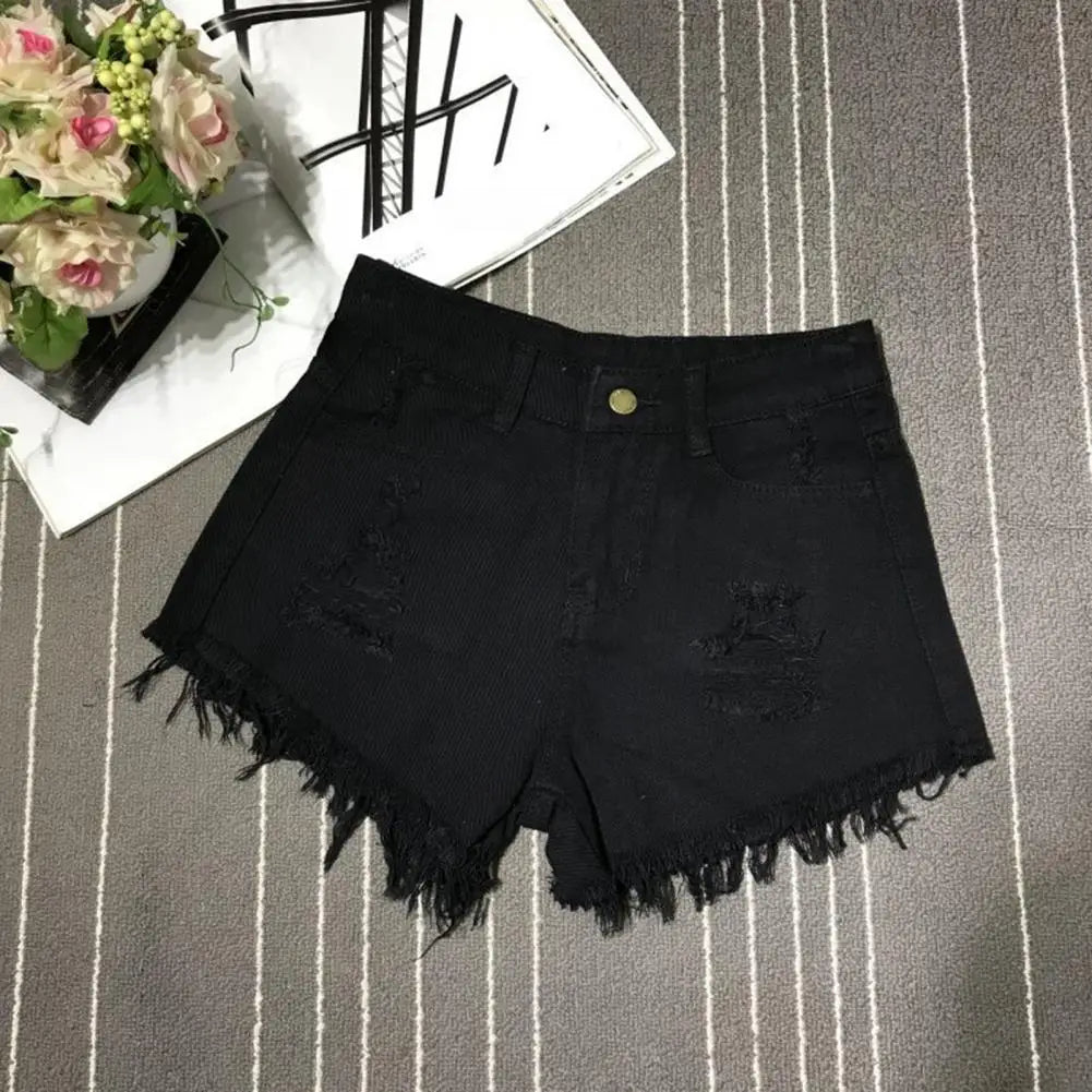 Summer Stretchy Hot Short Pants Women's High Waisted Cut Off Denim Shorts Ripped Distressed Frayed Hem Jeans Shorts