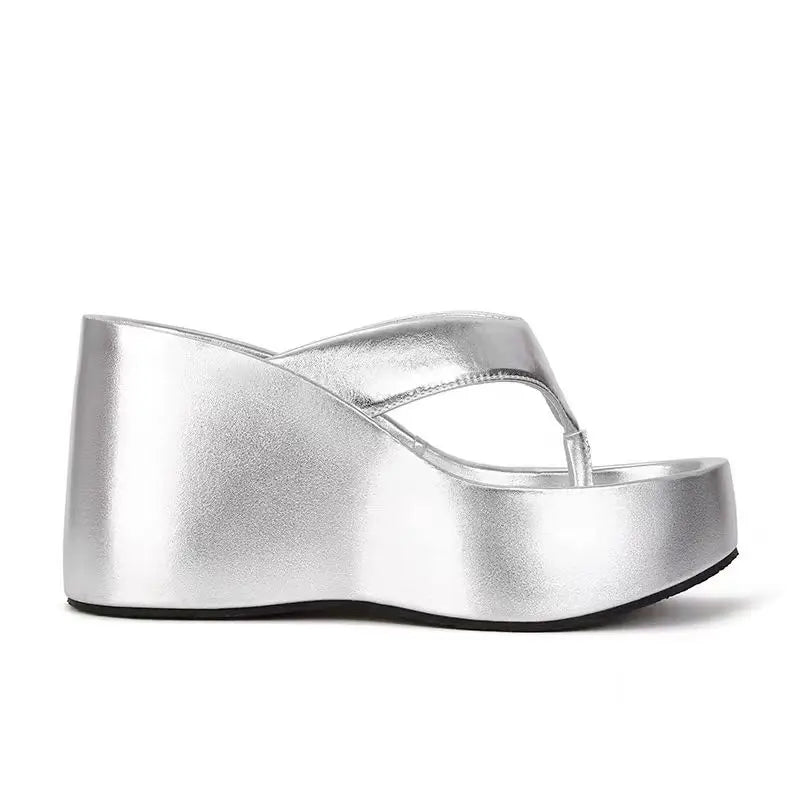 2026 Brand New Flip Flops Sandal Summer Black Platform Sandals Women Outdoor Slipper Wedges Slides 10cm High Heels Shoes Mules