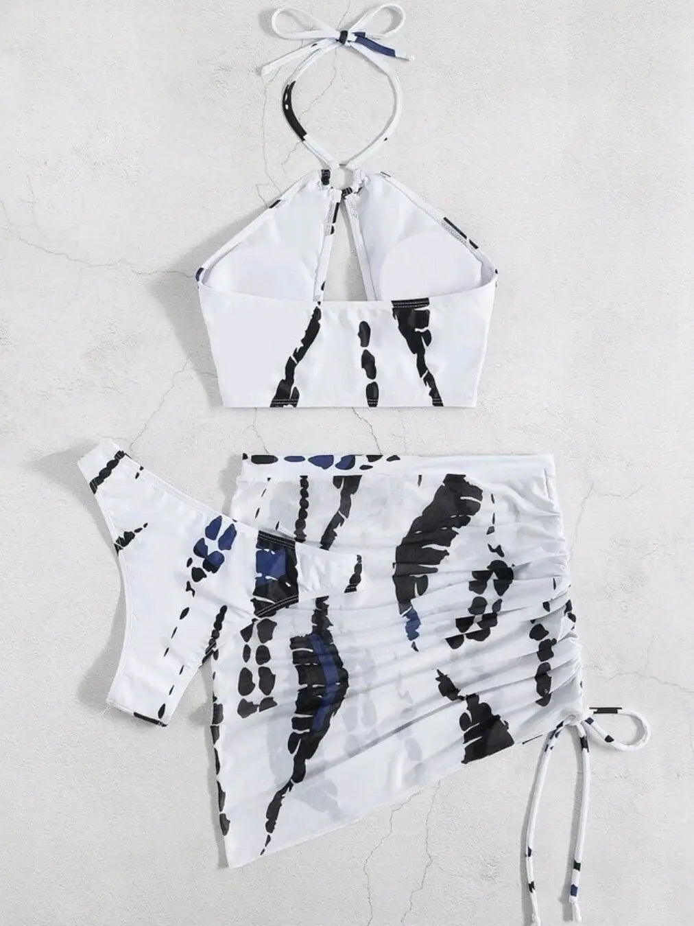 3 Pieces Thong Bikini 2026 Women Halter Swimwear Female Swimsuit With Skirt Beach Wear Printed Bathing Suit Summer Swimming