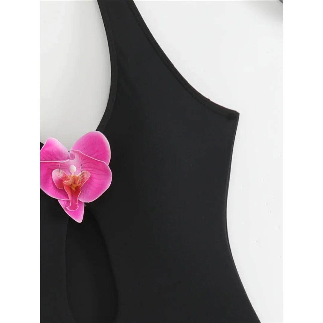 3D Flowers Extreme String Mini Micro Thong Women Swimwear One Piece Swimsuit Female Halter Padded Bather Bathing Suit Swim K7193