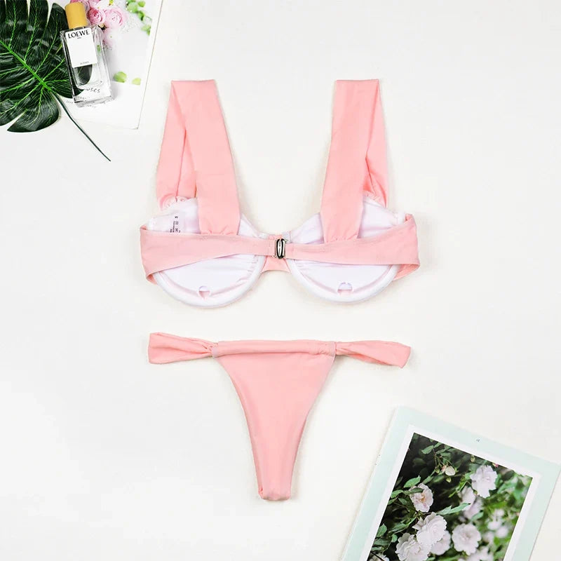 3 Pieces Women's Sexy Bikini Set 2025 New Swimwear Long Dress Cover up Female Beachwear Bathing Suit Summer Swimming Outfit