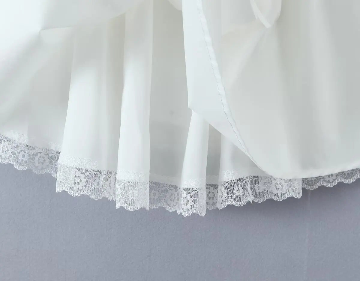 Foridol Bowknot Back Lace Up White Dress Women Sleeveless Lace Decor Summer Short Dress Elegant A-line Party Sundress 2025 New