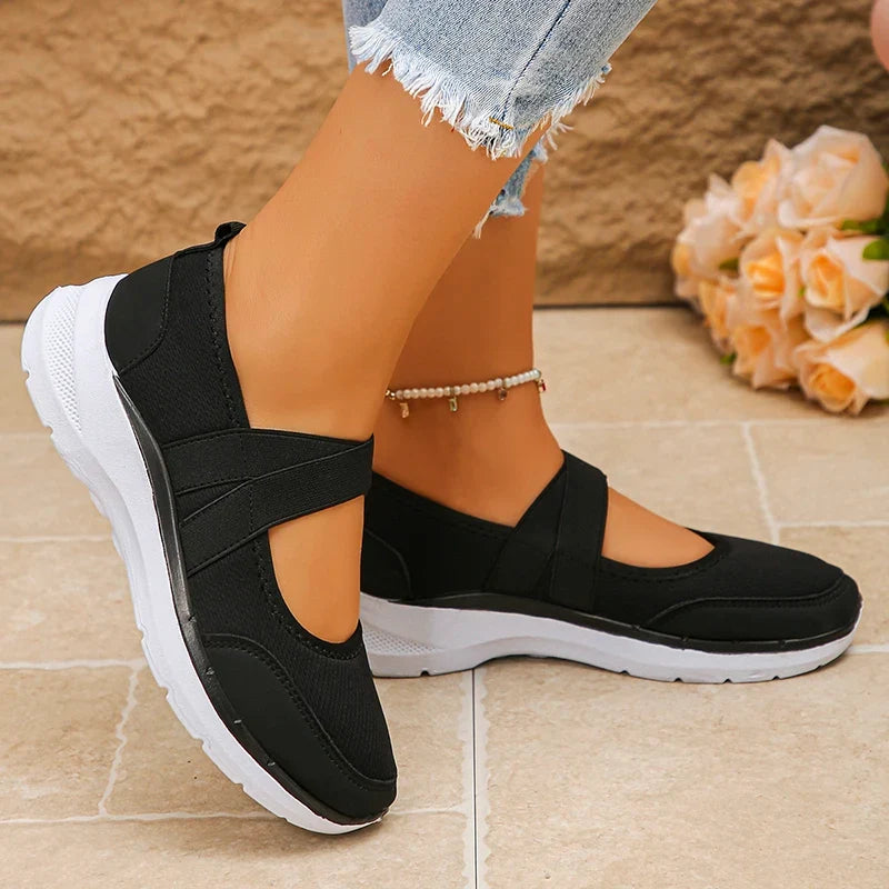 Spring Summer Breathable Flats Women Plus Size 43 Slip On Platform Sneakers Woman Comfortable Soft Non Slip Casual Shoes Female