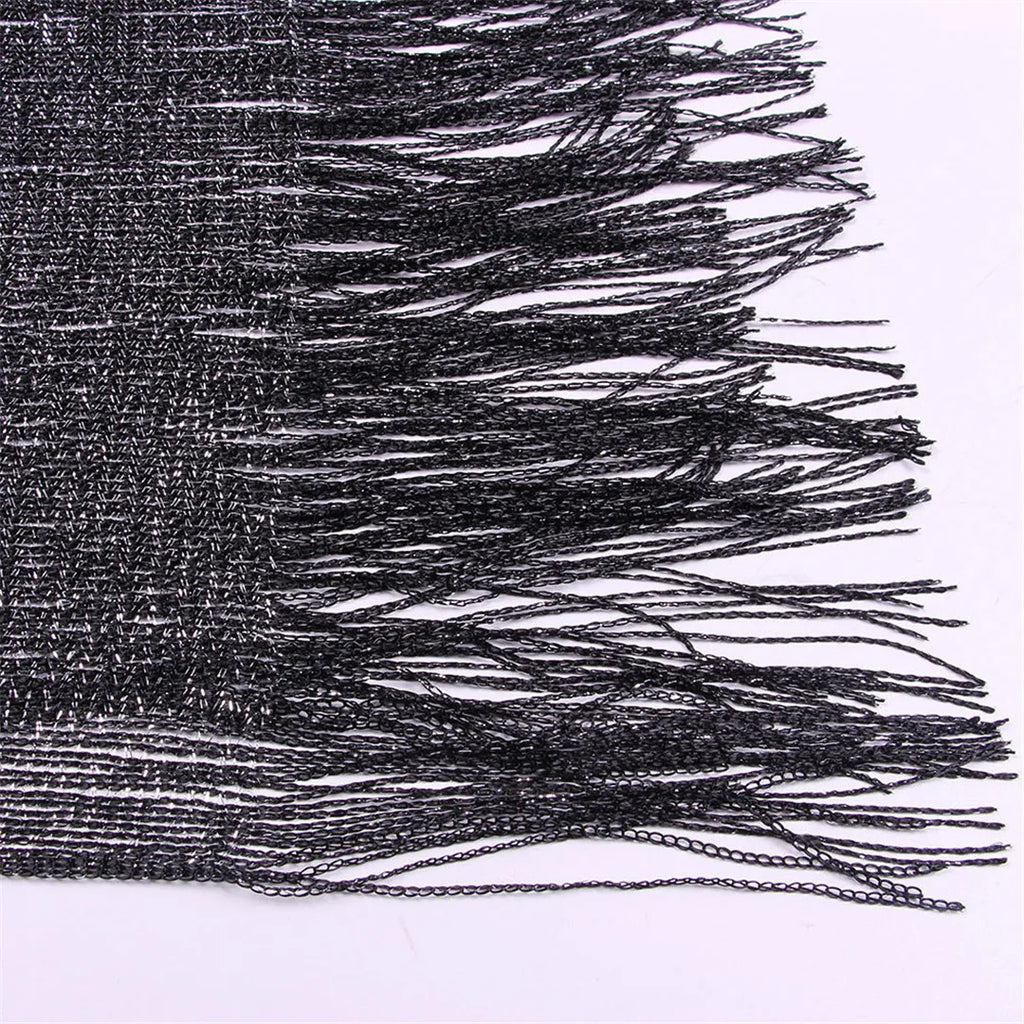 Sexy Fringe Tassel Mesh Sheer Shiny Knitted Tunic Beach Cover Up Cover-ups Beach Dress Beach Wear Beachwear Female Women V3321