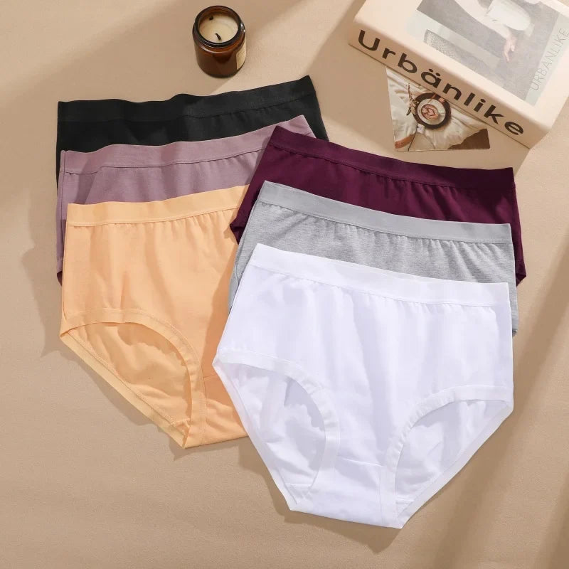 4Pcs/Set Women Cotton Briefs Seamless High Waist Breathable Underwear Female Stretch Comfortable Lingerie New solid color Panty