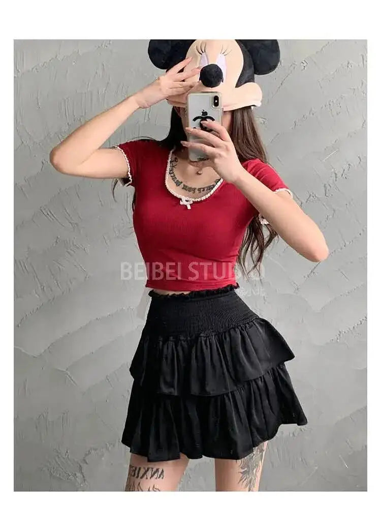 Cake Skirt White Fluffy High Waisted Girlish Style Short Half Skirt Black Ballet Skirt Fashion Sweet Korean Women 2026 New 55OK