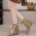 Simple Retro Tassel Western Boots for Women 2026 New Round Toe Height-Increasing Short Boots Summer Cool Boots