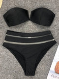 V Shaped Bandeau High Waist Bikini Women Swimsuit Female Swimwear Two-pieces Bikini Set with Bra Cup Bathing Suit Swim Beachwear