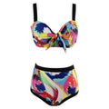 DEKA Women Two Piece High Waist Large Bikini Set New Plus Size Bandage Push Up Swimwear Retro Printed Swimsuit Bathing Suits