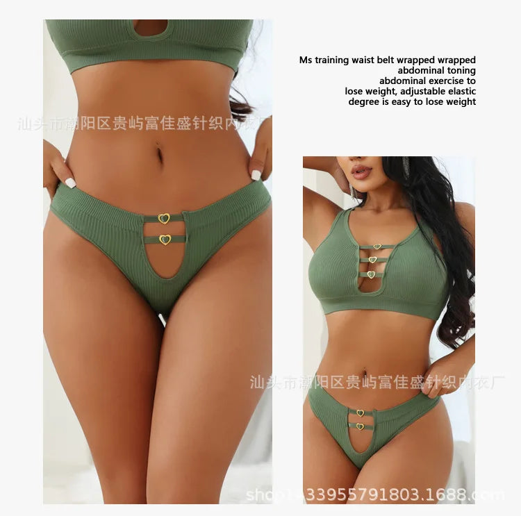 Sexy seamless underwear set push-up bra vest sports breathable push-up set