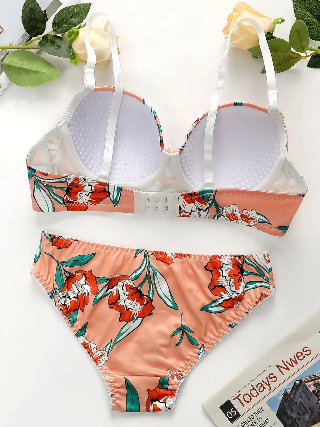 party print 2-piece braissere fashionable Island vacation pull up women's Lingerie bra with steel support sexy underwear A2138