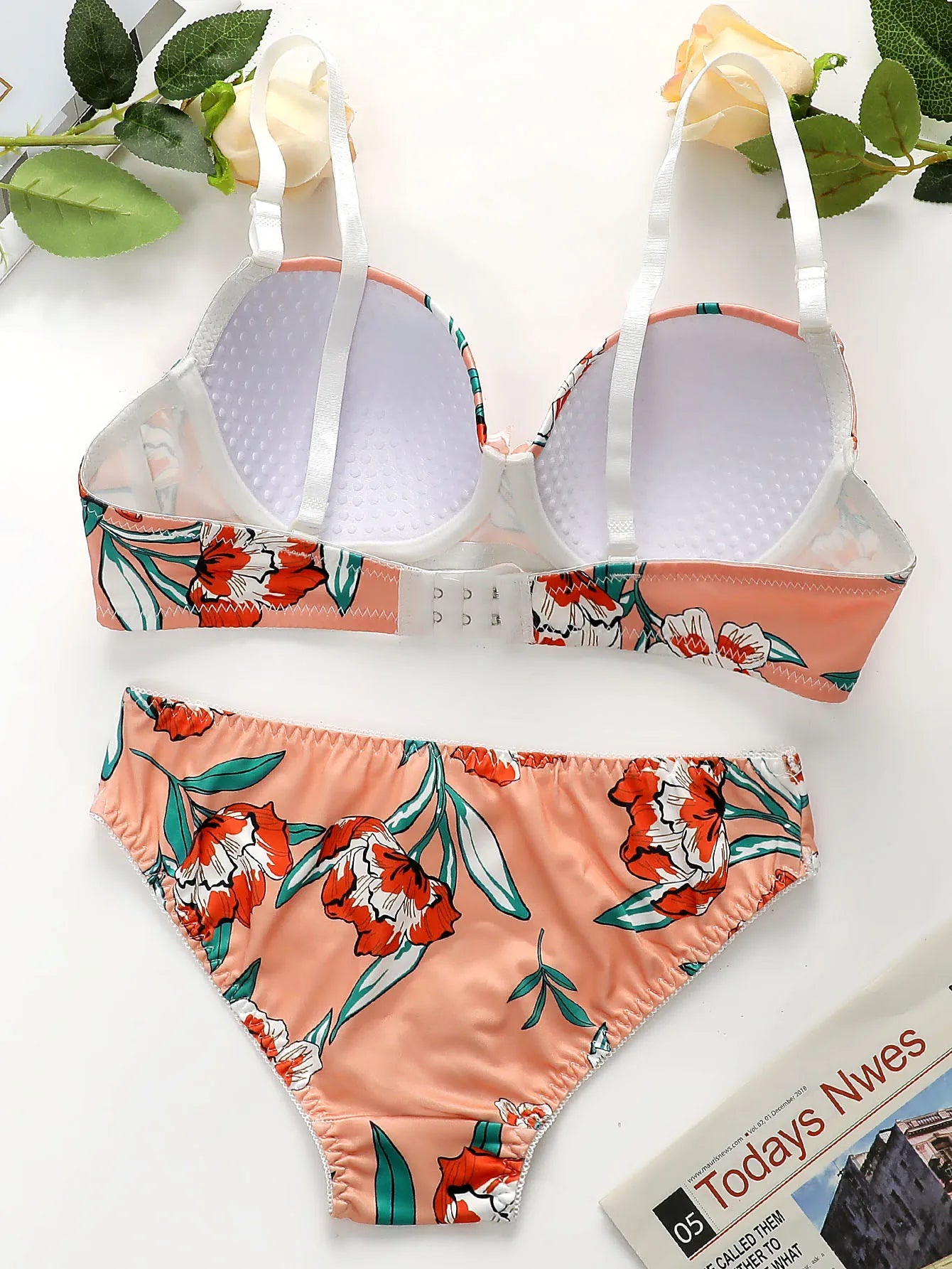 party print 2-piece braissere fashionable Island vacation pull up women's Lingerie bra with steel support sexy underwear A2138