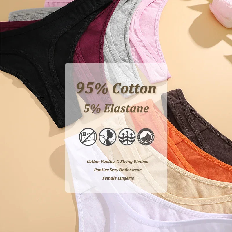 5Pcs Women Cotton Thongs Female Sexy Bikini Panties G-String Underwear Thongs Striped Panties Female Underwear T-Back Intimat