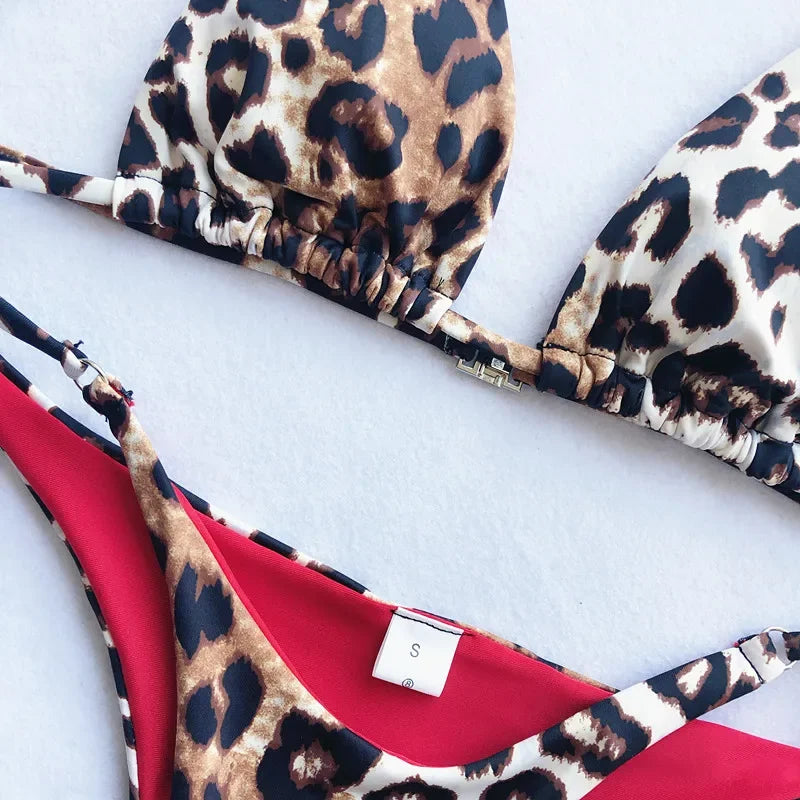 2025 Sexy Leopard Brazilian Bikini Women Swimsuit Female Thong Swimwear Two Pieces Bikini Set Mini Micro Bathing Suit Swim Lady