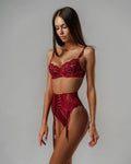 Toucheart 3 Piece Set Sexy Underwear Set For Women Mesh See-Through Lace Thin Sling Bra Set With Girdle Sexy Lingerie Suit New