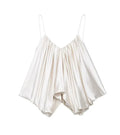 Women's Casual Fashion Silk Pleated Camisole Top Satin Camisole Top For Women Spaghetti Strap White Pink And Cream Colors 384X