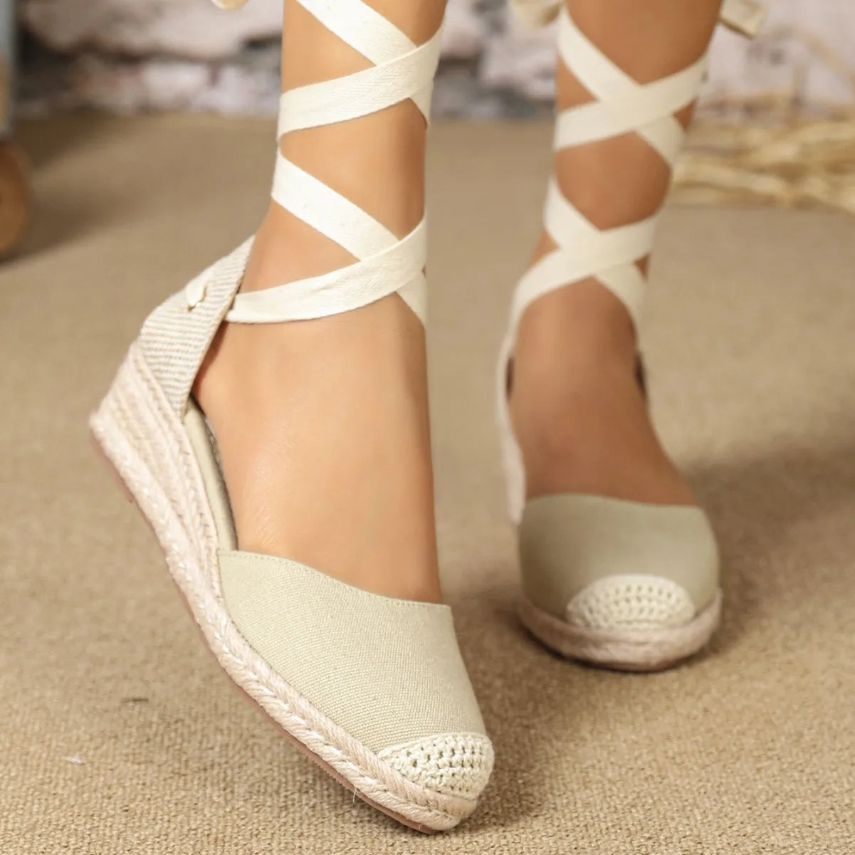 2025 Big Size 42 Summer Bohemian Platform Espadrilles Sandals Women Comfotable Heels Wedges Sandals Shoes Comfy Walk